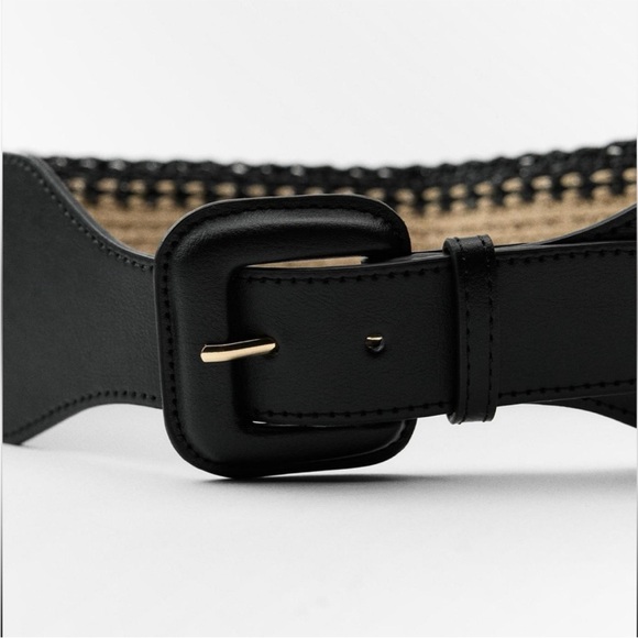 Zara Woven Tan and Black Belt- New! - Picture 7 of 8